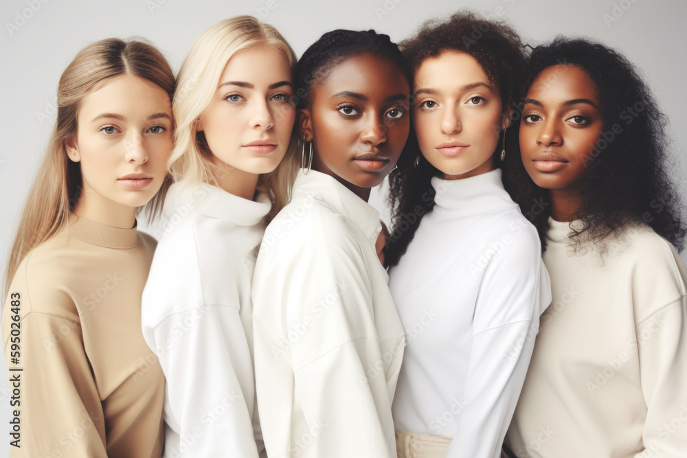 Portrait of a group of young beautiful mixed race women AI generative art Portrait of a group of young beautiful mixed race women AI generative art