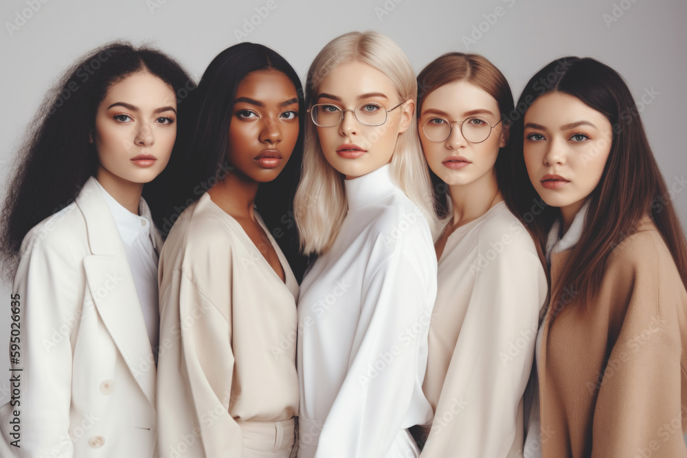 Portrait of a group of young beautiful mixed race women AI generative art Portrait of a group of young beautiful mixed race women AI generative art