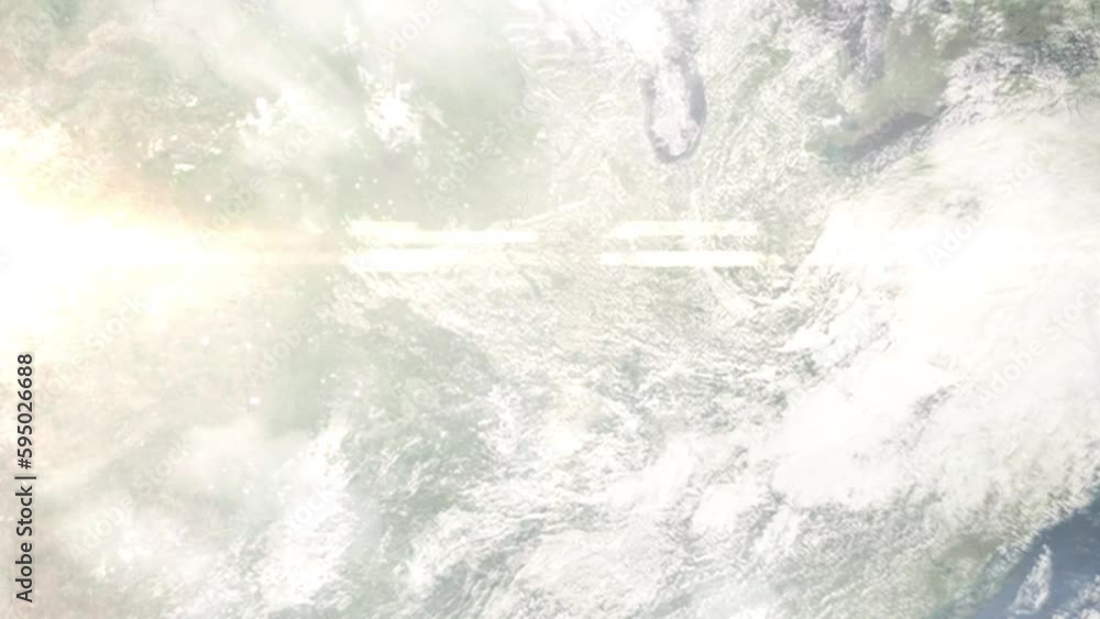 Earth zoom in from outer space to city. Zooming on Florissant, Missouri, USA. The animation continues by zoom out through clouds and atmosphere into space. Images from NASA Earth zoom in from outer space to city. Zooming on Florissant, Missouri, USA. The animation continues by zoom out through clouds and atmosphere into space. Images from NASA