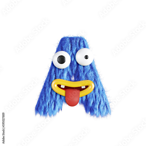 Friendly Monster 3D Alphabet or Letttering PNG Color Mix photo