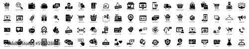 E-commerce shopping icons set. Online shopping icons set and payment elements. Vector illustration