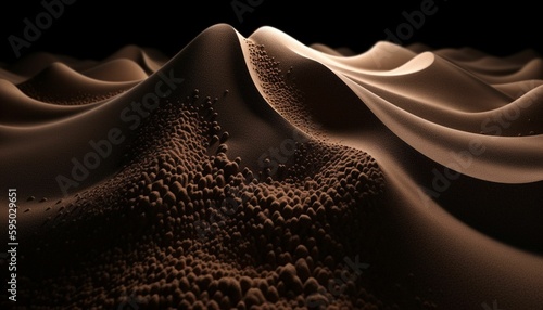 abstract patterns and shapes of brown sand on a black background, Generative IA