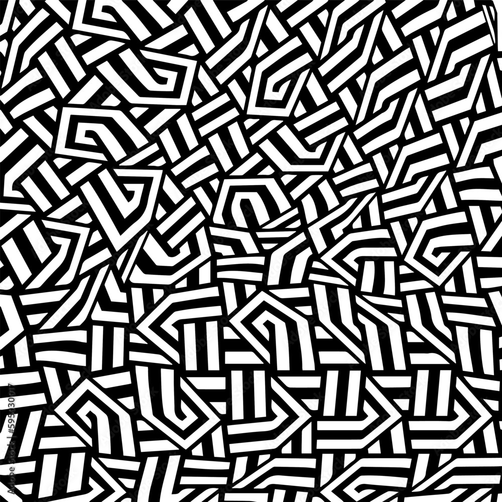 Vector geometric seamless pattern.Black and white texture. Monochrome repeating pattern  for decor, fabric or cloth.