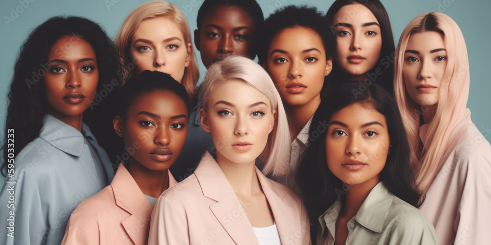 Portrait of a group of young beautiful mixed race women AI generative art Portrait of a group of young beautiful mixed race women AI generative art