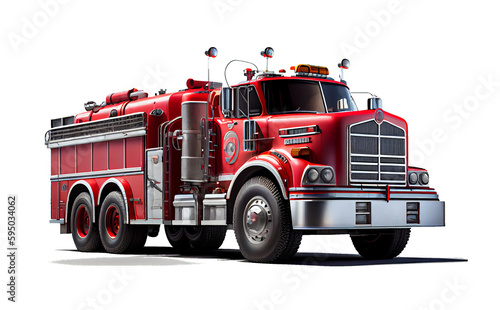 fire truck on a transparent background (PNG) generative AI