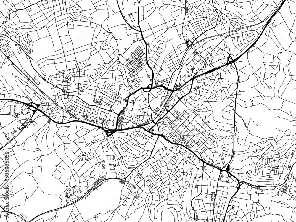 Vector road map of the city of  Reutlingen in Germany on a white background.