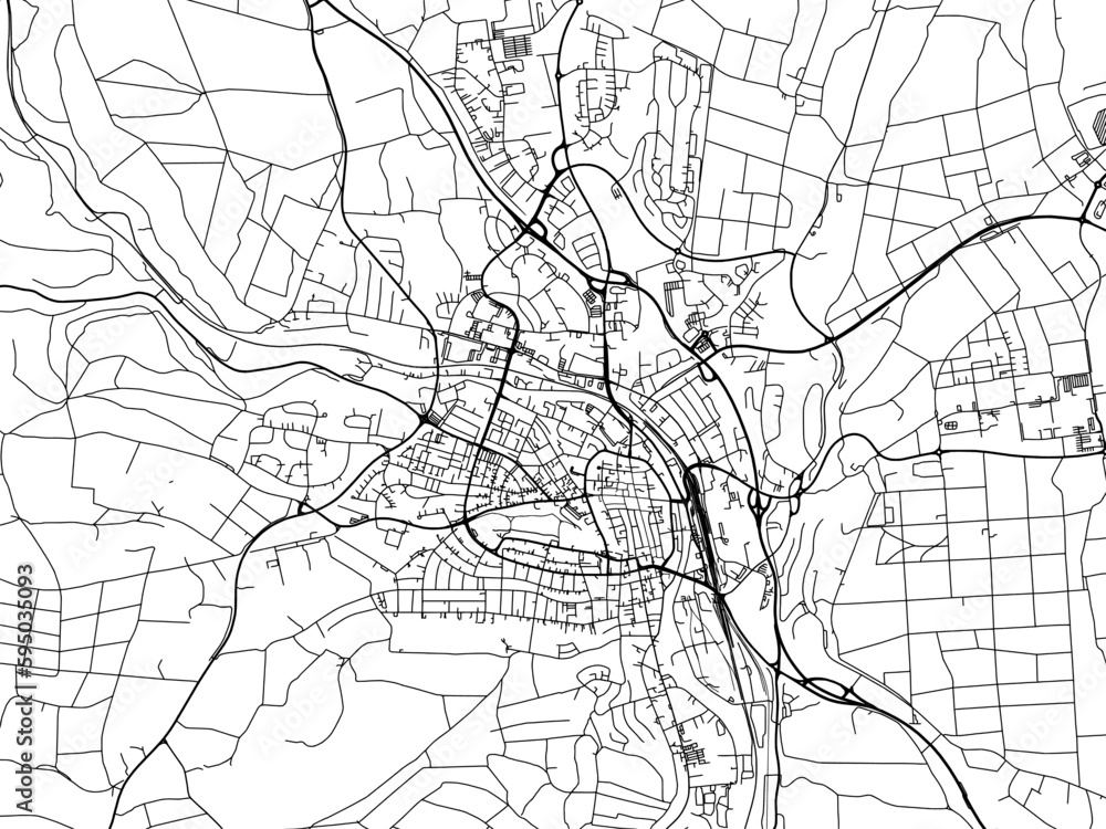 Vector road map of the city of  Villingen in Germany on a white background.