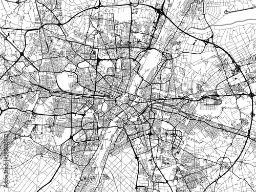 Vector road map of the city of  Munchen Metropole in Germany on a white background.