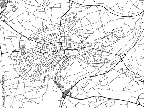 Vector road map of the city of  Schwenningen in Germany on a white background.