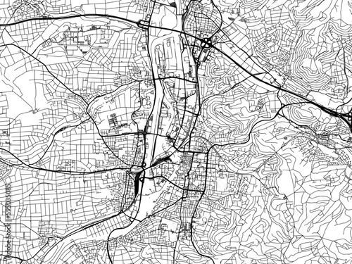Vector road map of the city of  Heilbronn in Germany on a white background.