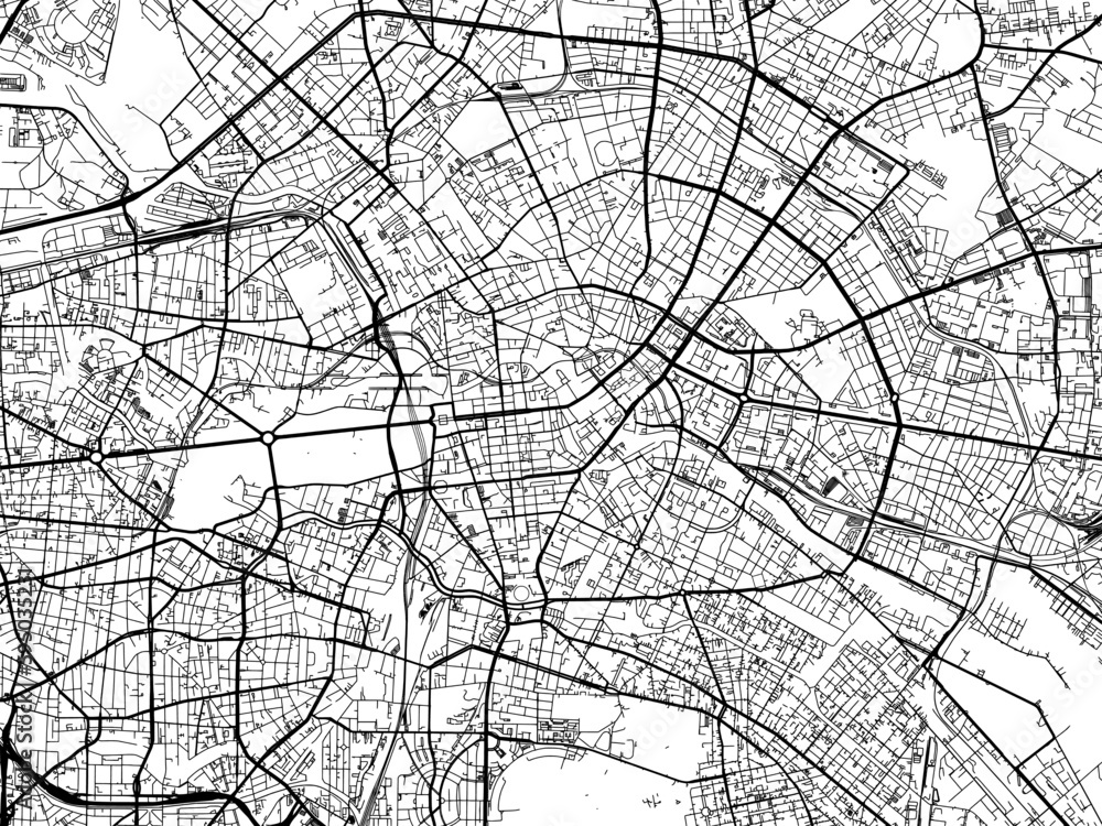 Vector road map of the city of Berlin centrum in Germany on a white ...