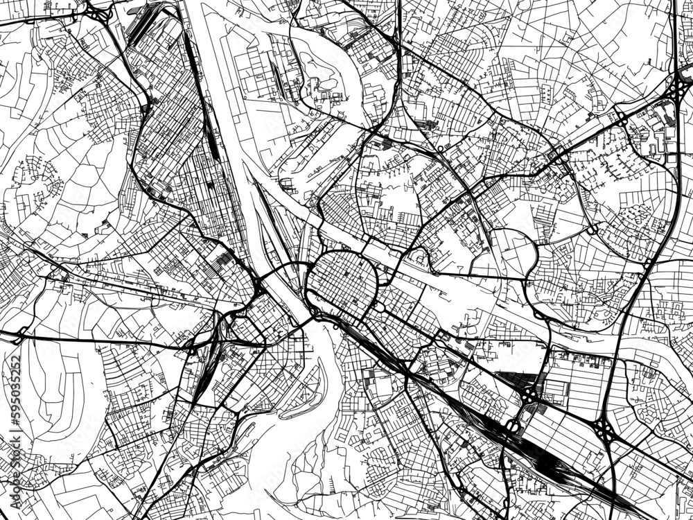 Vector road map of the city of  Mannheim in Germany on a white background.