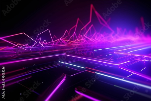 Graphic neon lines imaginative background  wallpaper   purple  Generative IA