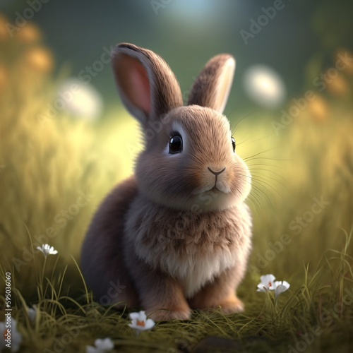 3d cute bunny in outdoor © Hafizh