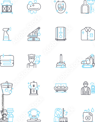 Kitchenware utensils linear icons set. Spoon, Fork, Knife, Ladle, Spatula, Tongs, Whisk line vector and concept signs. Grater,Peeler,Masher outline illustrations