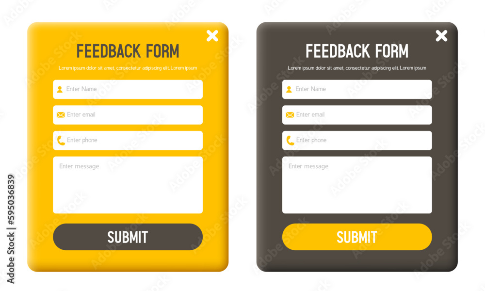 Feedback form. Form template for the user interface of websites ...