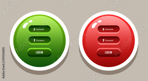Login form. Cartoon 3d form for video games or website. Vector clipart.