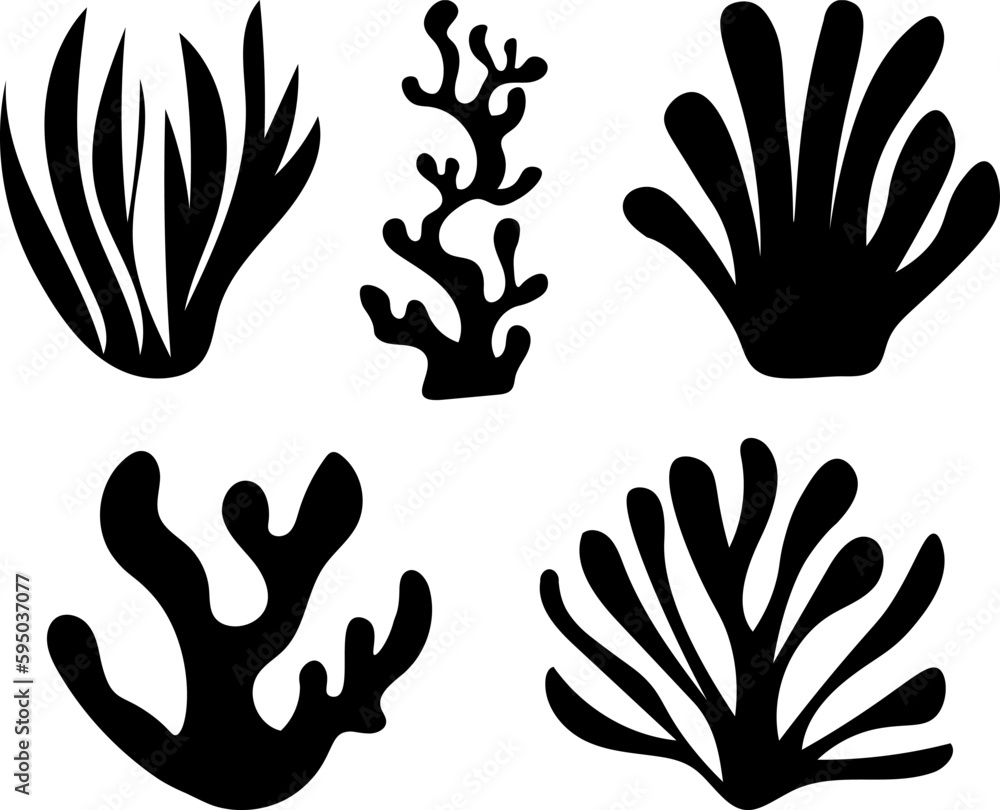 Coral seaweed silhouette vector illustration
