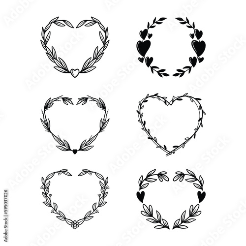 Set of heart wreath vector