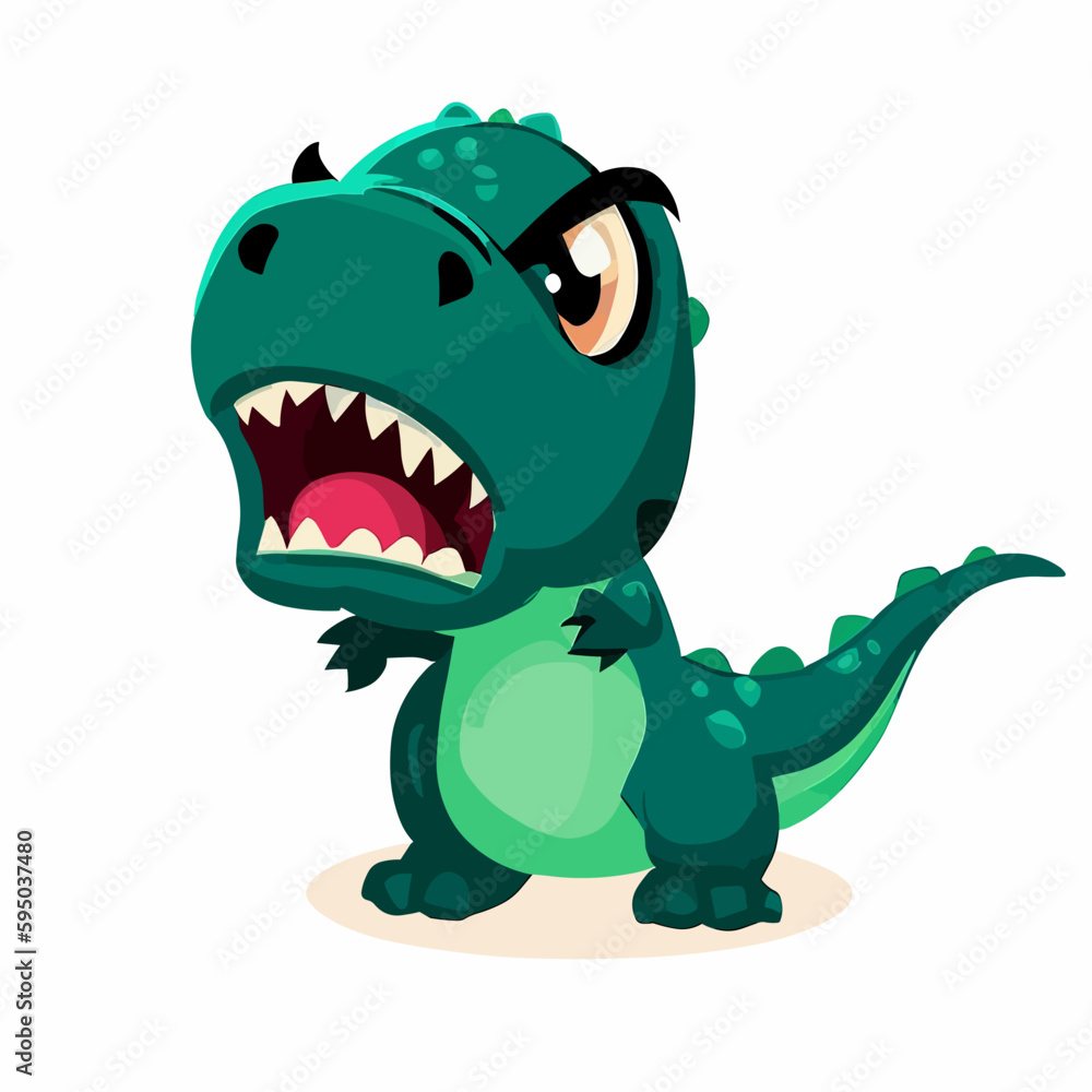 Fototapeta premium Angry little cute t-rex vector