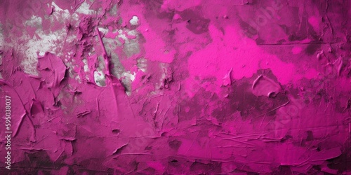 Toned painted old concrete wall with plaster. viva magenta, pink and burgundy vintage texture background with space for design. Close up. Rough brush strokes. Grungy, grainy, uneven surface. Empty