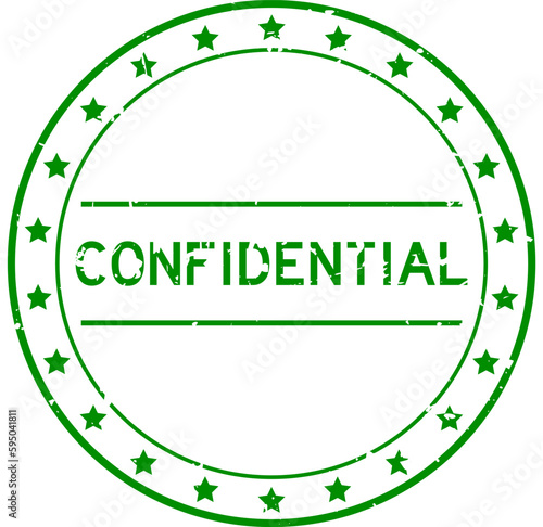 Grunge green confidential word round rubber seal stamp on white background