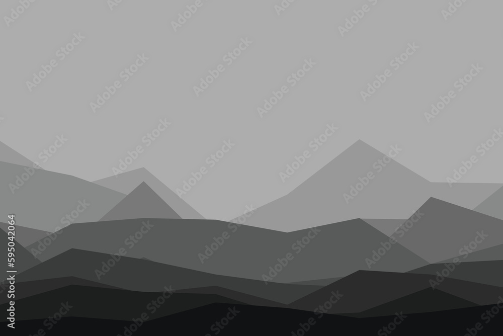 Abstract angular futuristic concept background, iceberg, mountains, dynamic triangles in grey