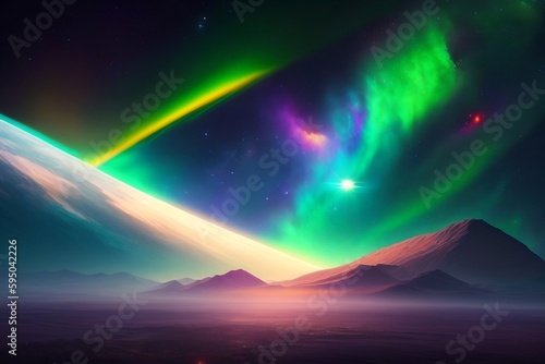 I love the stunning view of the cosmic galaxy with planets and space objects in the wallpaper Generative AI.