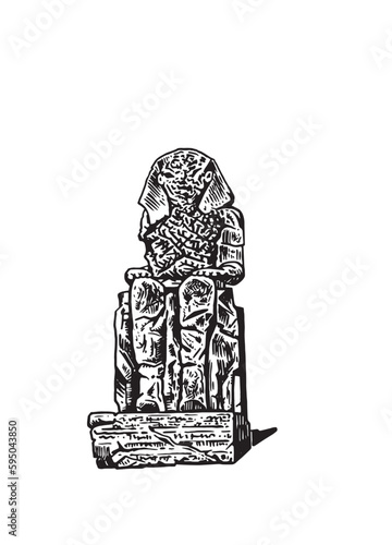  Colossi of Memnon isolated on white graphical illustration, landmark of ancient Egypt.
Statue of  Pharaoh Amenhotep III.Vector
