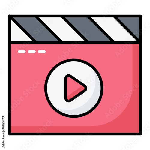 Movie Clapper Line Color Icon
