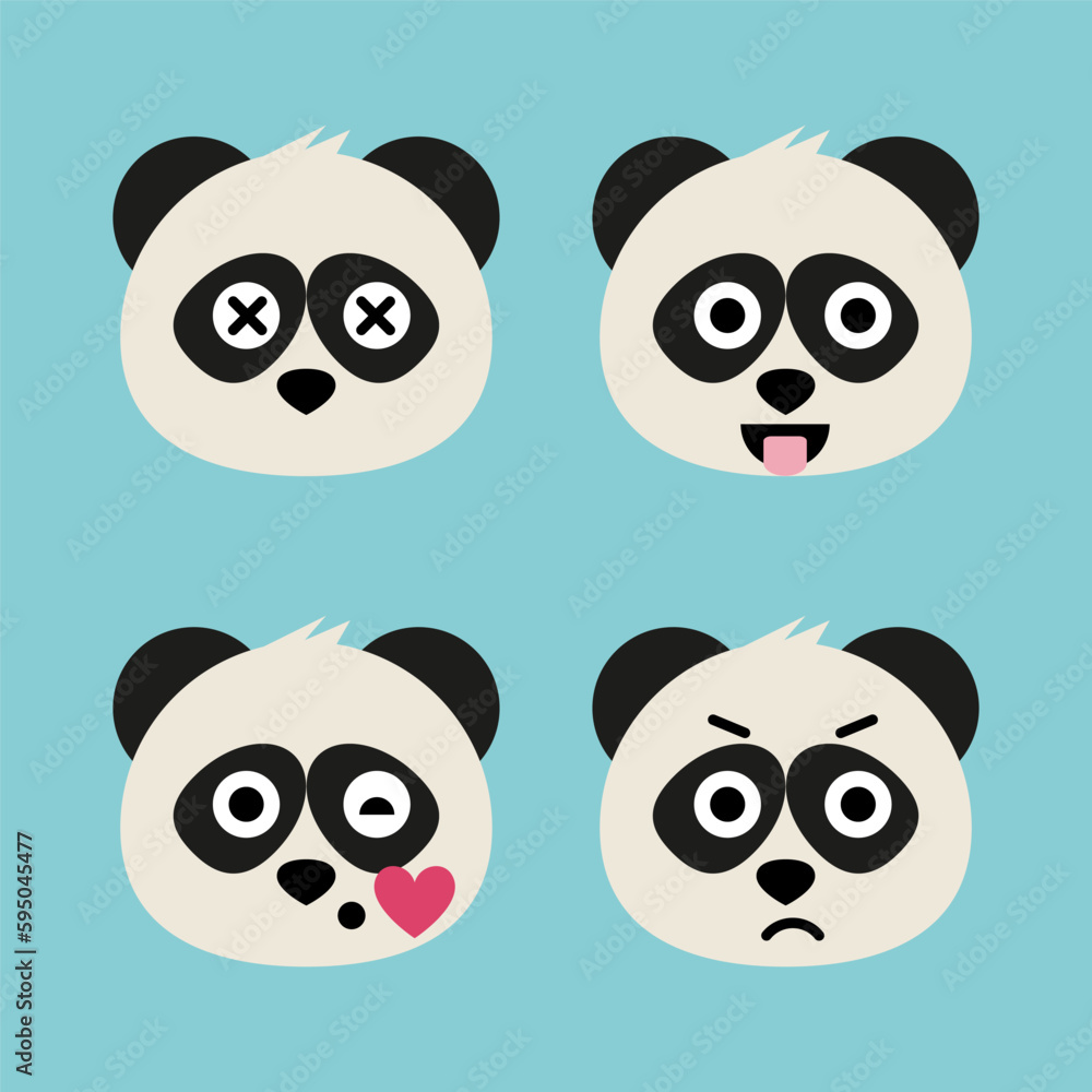 Panda emoji icon set. Emoji Messenger. Safari animal icons. Kawaii panda emoticon smile happy facial expressions. Cartoon animal vector signs. Panda in Kawaii anime comic style. Isolated emoticons. Panda emoji icon set. Emoji Messenger. Safari animal icons. Kawaii panda emoticon smile happy facial expressions. Cartoon animal vector signs. Panda in Kawaii anime comic style. Isolated emoticons.