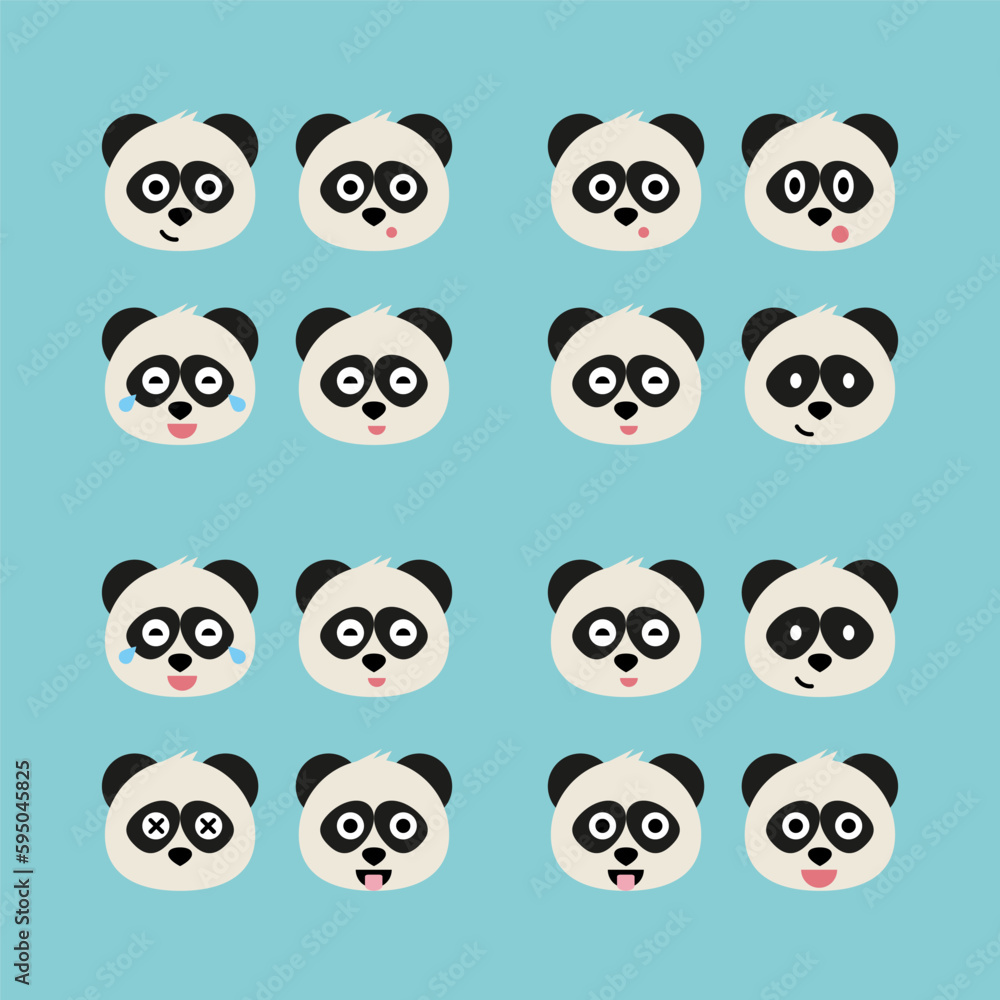 Panda emoji icon set. Emoji Messenger. Safari animal icons. Kawaii panda emoticon smile happy facial expressions. Cartoon animal vector signs. Panda in Kawaii anime comic style. Isolated emoticons. Panda emoji icon set. Emoji Messenger. Safari animal icons. Kawaii panda emoticon smile happy facial expressions. Cartoon animal vector signs. Panda in Kawaii anime comic style. Isolated emoticons.