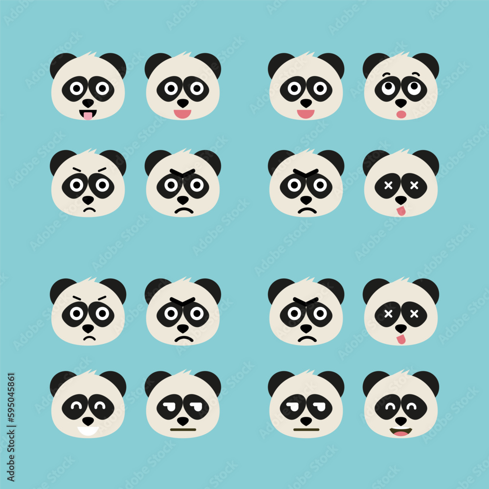 Panda emoji icon set. Emoji Messenger. Safari animal icons. Kawaii panda emoticon smile happy facial expressions. Cartoon animal vector signs. Panda in Kawaii anime comic style. Isolated emoticons. Panda emoji icon set. Emoji Messenger. Safari animal icons. Kawaii panda emoticon smile happy facial expressions. Cartoon animal vector signs. Panda in Kawaii anime comic style. Isolated emoticons.