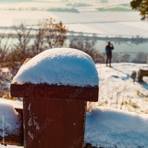 Winter landscape on a sunny day at Mount Bogenberg, Bogen, Danube, Bavaria, Germany photo