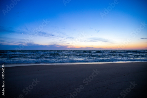 Blue hour on the beach after sunset North Sea Denmark