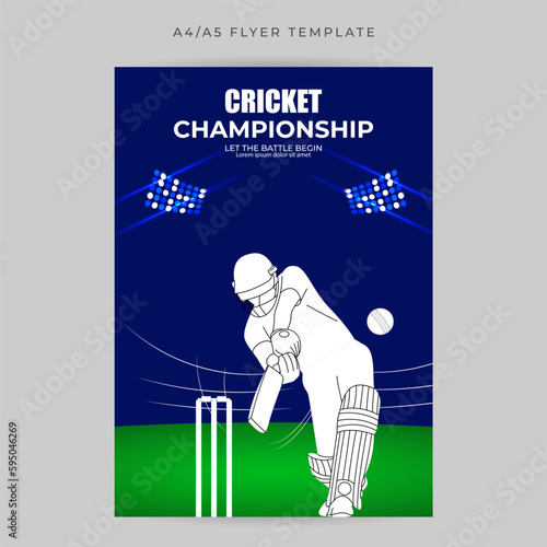 Vector illustration of T20 Cricket Tournament 2023 social media story feed a4 mockup template