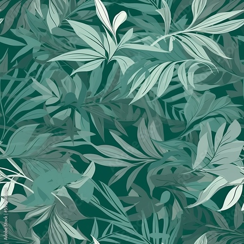 hypothetical botanical foliage foundation in green  highlighting tropical plants  makes  make plans  and leaf branches - come full circle as a foundation. Seamless pattern  AI Generated