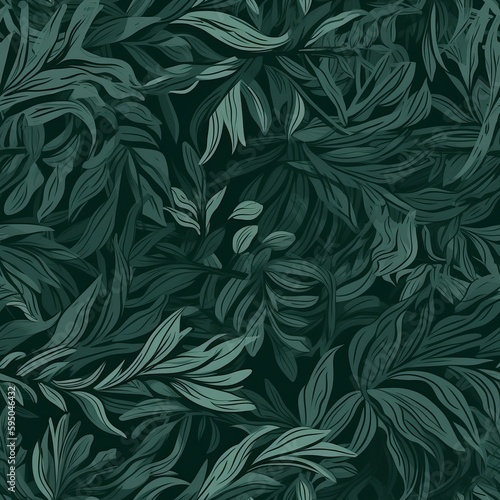 hypothetical botanical foliage establishment in green, highlighting tropical plants, makes, make plans, and leaf branches - come full circle as a establishment. Seamless pattern, AI Generated