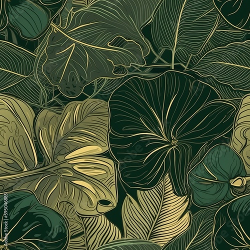 Make organize, philodendron plant with brilliant keep clears out with monstera plants. Seamless pattern, AI Generated