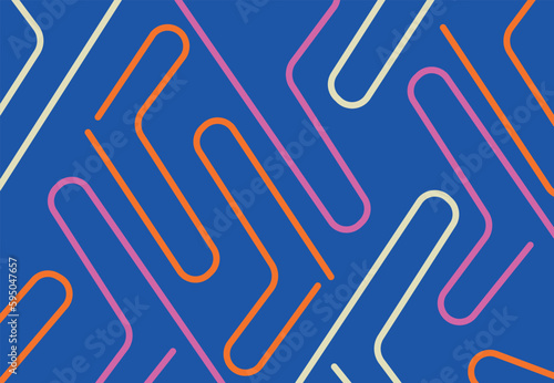 Colorful lines pattern on blue background