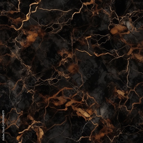 Sad marble surface establishment, common marble with brown wavy veins. Seamless pattern, AI Generated