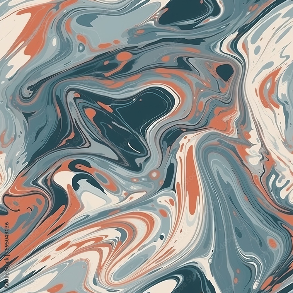 A organize made through the liquid inquisitively depict strategy, taking after marble. Seamless pattern, AI Generated