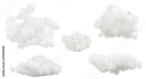 Smooth soft clouds shapes isolated transparent backgrounds 3d render png