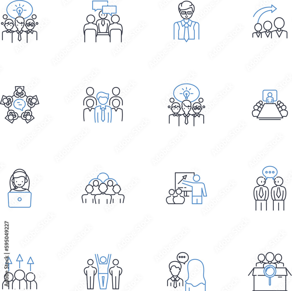 Managerial direction line icons collection. Leadership, Guidance, Control, Vision, Empowerment, Direction, Authority vector and linear illustration. Management,Decision-making,Delegation outline signs