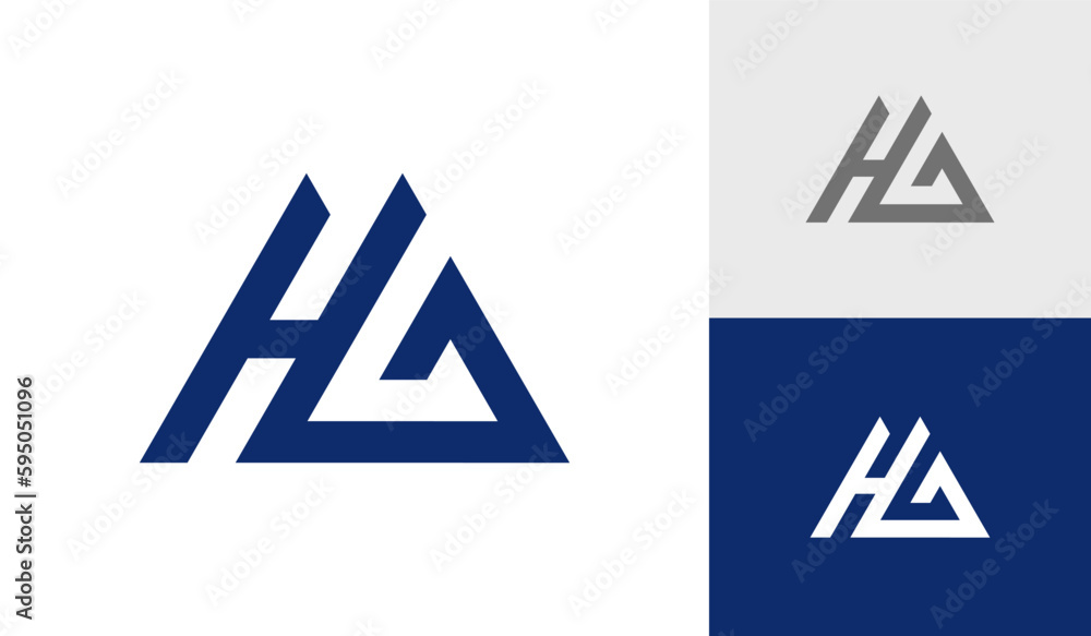 Letter HG triangle initial monogram logo design Letter HG triangle initial monogram logo design