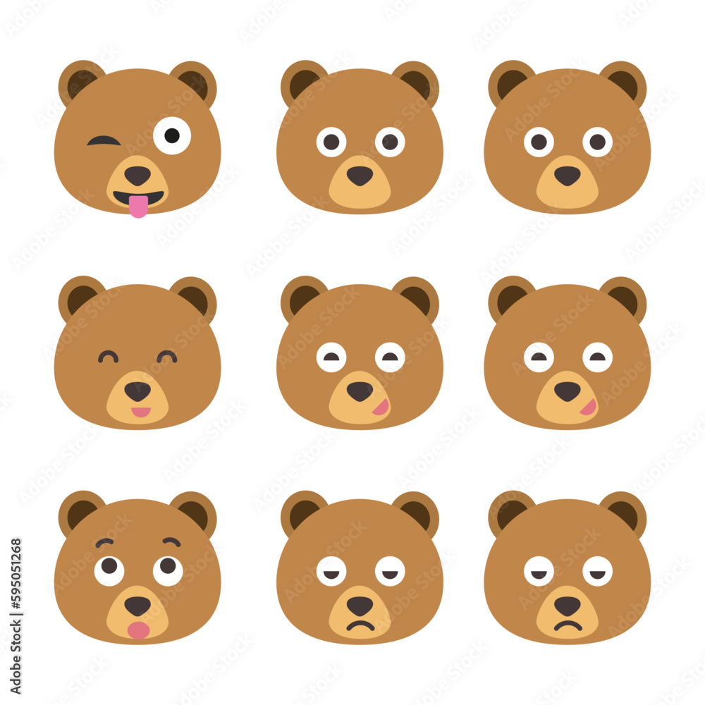set of bear. vector icon.