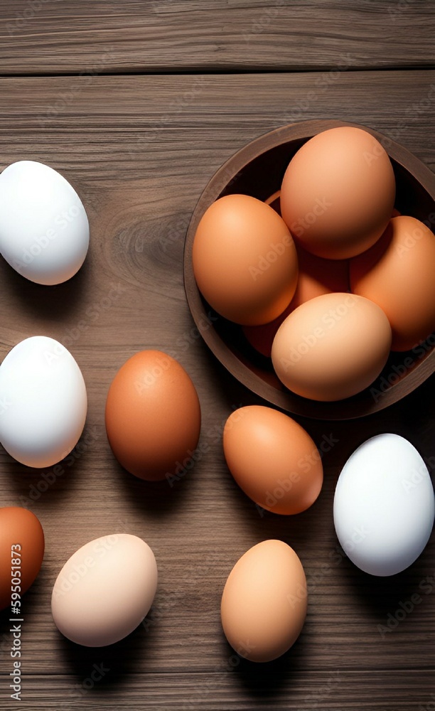 eggs on a wooden table eggs on a wooden table