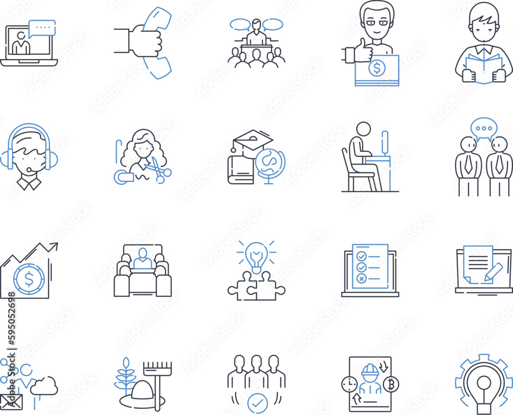 Trade industry line icons collection. Export, Import, Commerce, Wholesaling, Retailing, Exportation, Importation vector and linear illustration. Tariffs,Customs,Shipping outline signs set