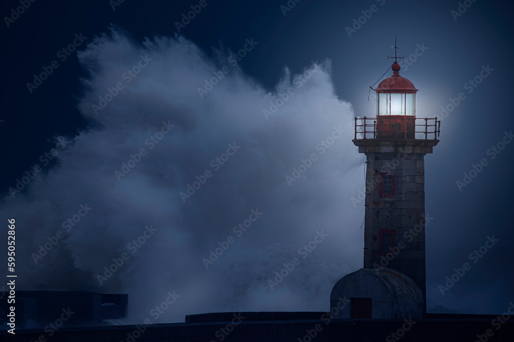 Lighthouse in a stormy night