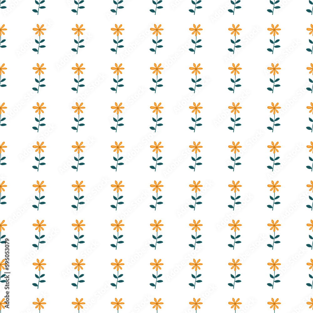 Cute flower seamless pattern. Naive art style. Hand drawn floral endless background. Cute flower seamless pattern. Naive art style. Hand drawn floral endless background.